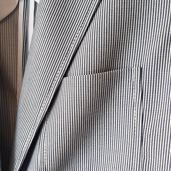 Tommy Hilfiger Navy and White Pinstripe Two-Button Blazer, 4 - Picture 11 of 16